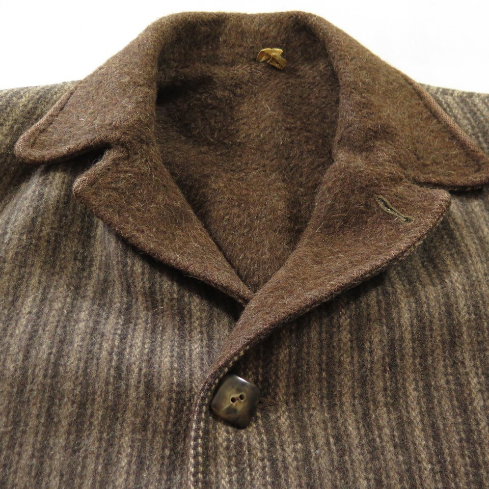 Vintage 50s Striped Car Coat Jacket Mens 40 M Wool Union Tag Brown ...