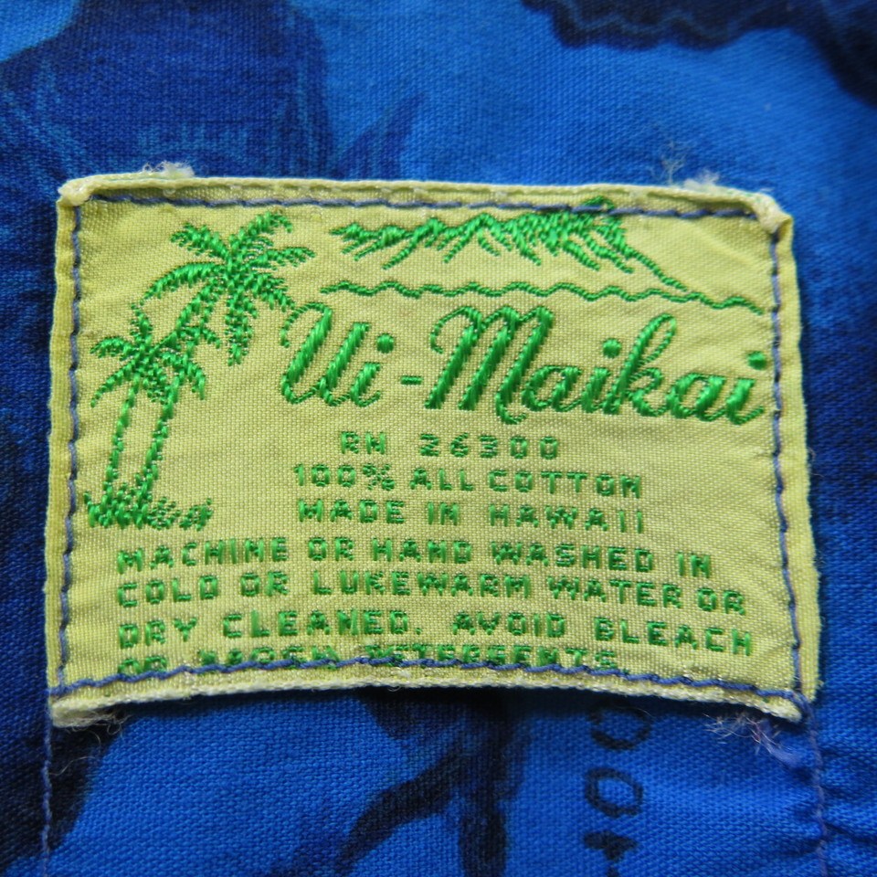 Vintage 60s Ui-Maikai Hawaiian Shirt Large Island Map Blue | The ...