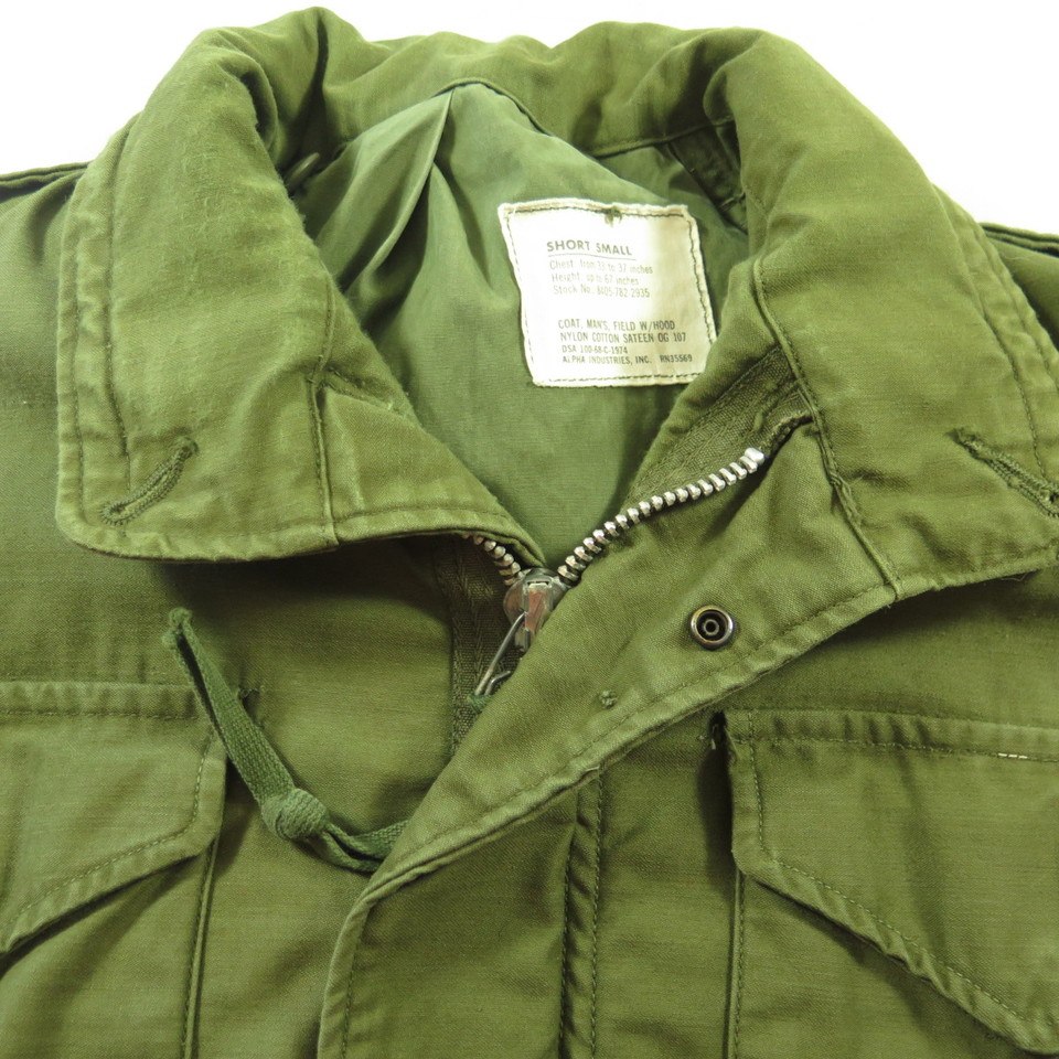 Vintage 60s Alpha Industries M-65 OG-107 Field Jacket S Short Vietnam ...