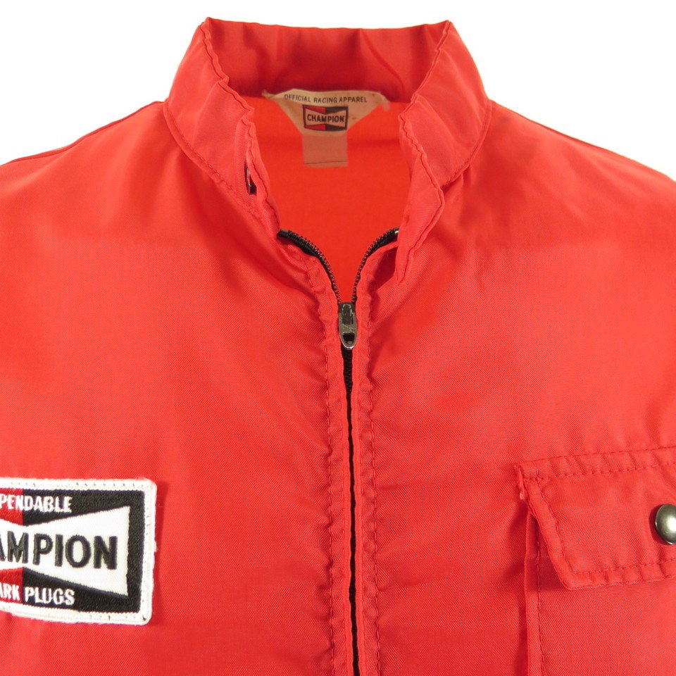 Vintage 60s Champion Official Racing Nylon Jacket M Red Spark