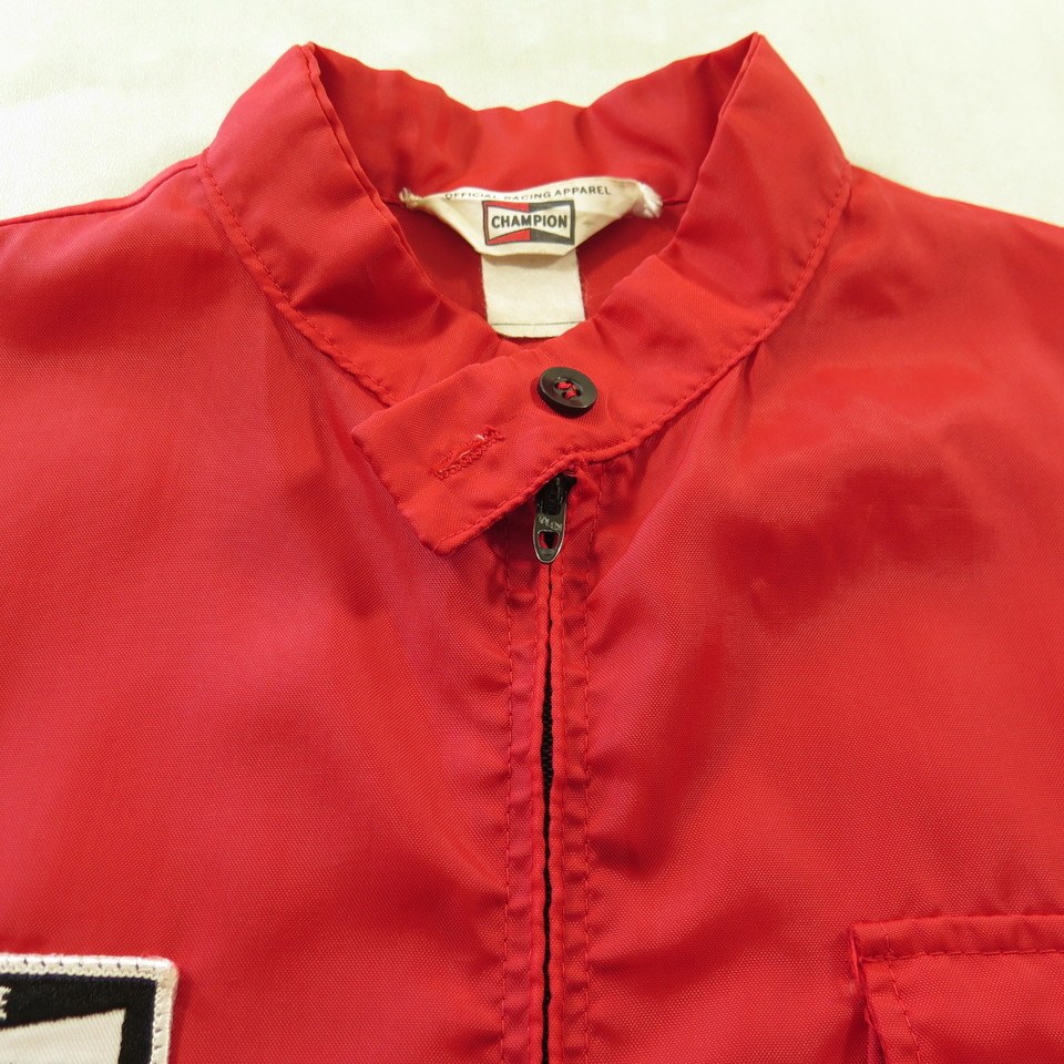 Vintage 60s Champion Official Racing Nylon Jacket M Red Spark Plugs ...