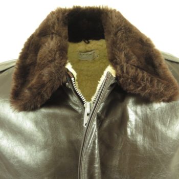 Vintage 60s Flight Bomber Leather Jacket 42 Brown Mouton Fleece Pile ...