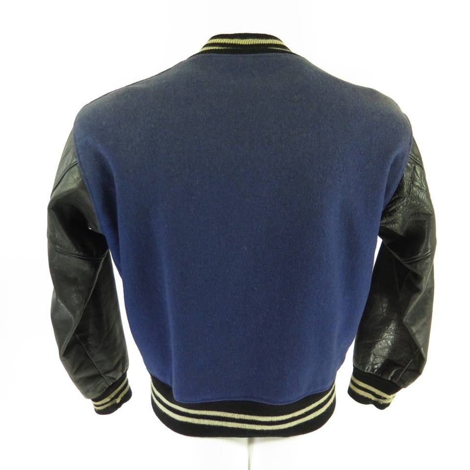 Vintage 50s Varsity Letterman Jacket Mens 40 Leather Wool Two Tone