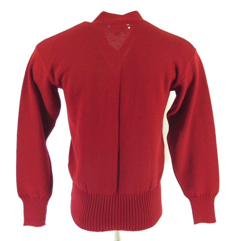 Vintage 60s Varsity Letterman Sweater Mens 46 Sand Knit Red Wool ...