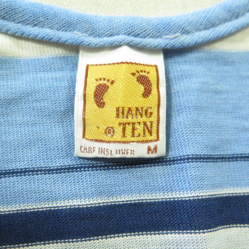 Vintage 70s Hang Ten Tank Top Mens M Board Stripe Blue White 