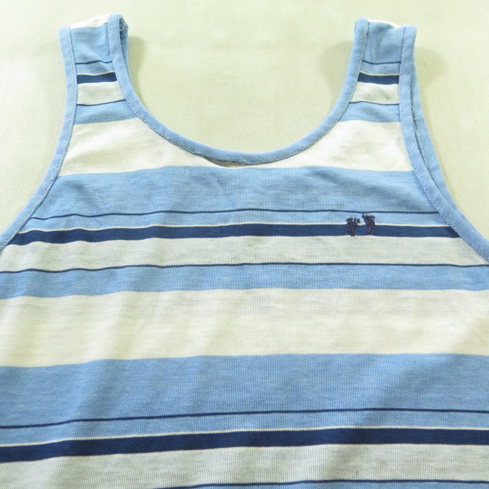 Vintage 70s Kmart Mens Fashion Underwear Blue Athletic Tank Top Shirt Large