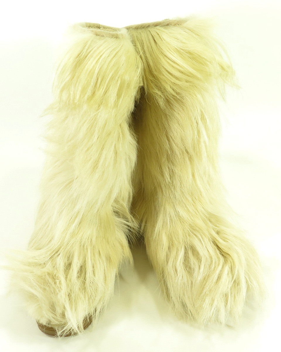 Vintage s Apollo Saba Ivory Goat Fur Boots EU  US 7.5 Italian Fleece  Lined   The Clothing Vault