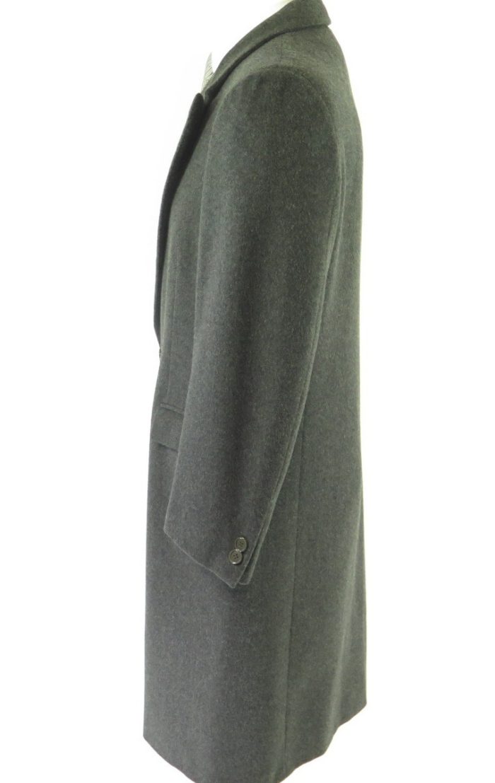 Vintage 80s Cashmere Overcoat Mens 42 Italian Wool Gray Double