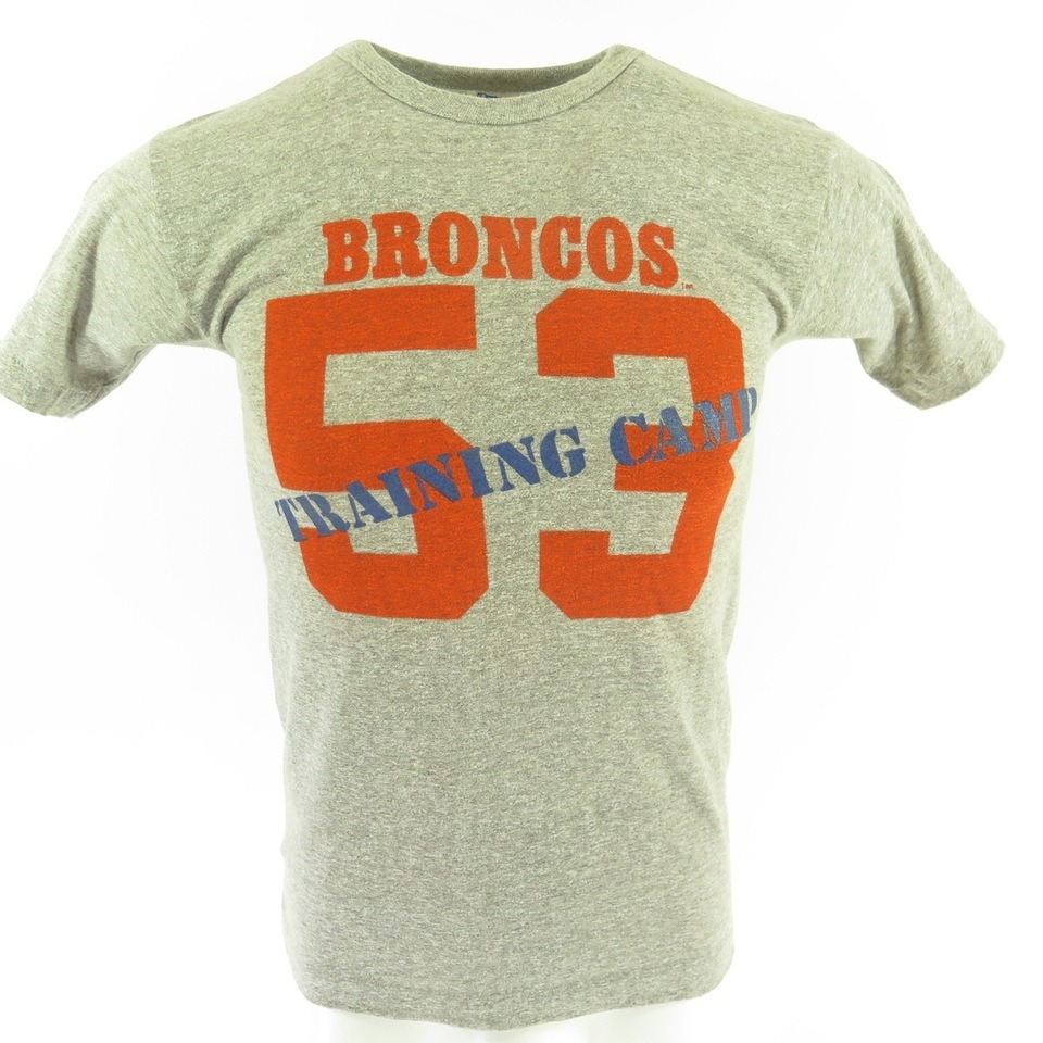Vintage 70s Denver Broncos Champion Blue Bar T-Shirt M Deadstock