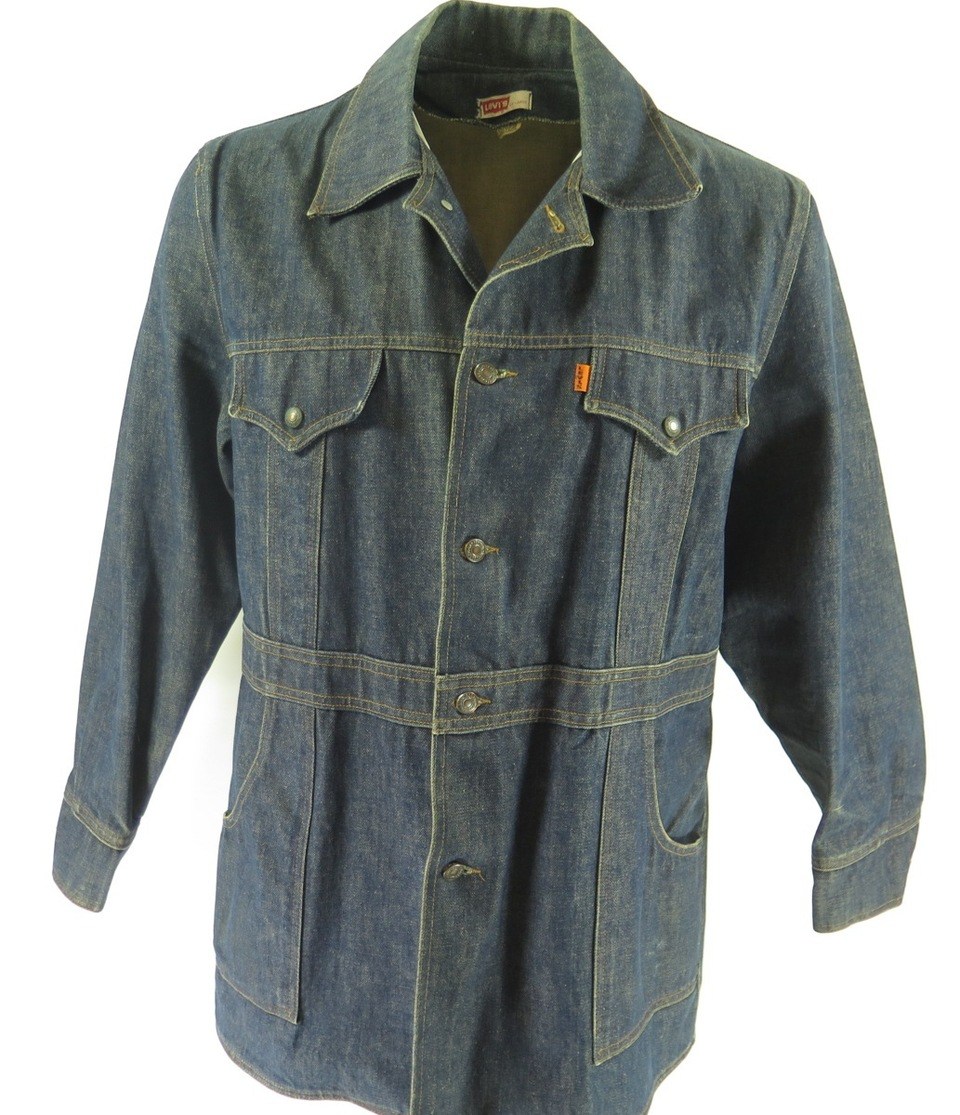 Voetganger Volg ons Wreed Vintage 70s Levis Work Chore Jacket Mens XL Orange Tab Cotton Denim Blue |  The Clothing Vault