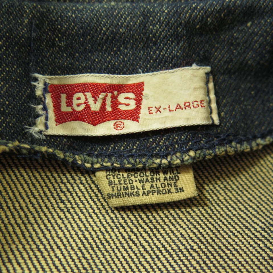 Vintage 70s Levis Work Chore Jacket Mens XL Orange Tab Cotton Denim ...