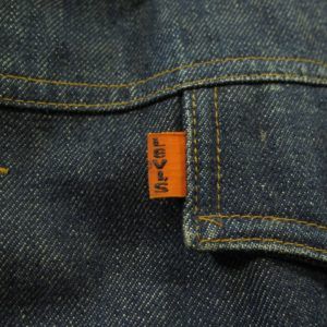 Vintage 70s Levis Work Chore Jacket Mens XL Orange Tab Cotton Denim ...