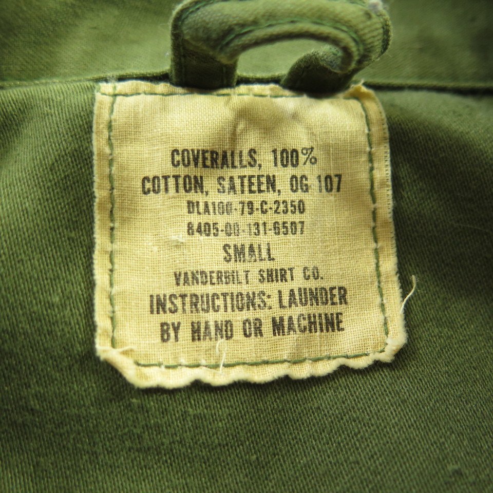 Vintage 70s Military Coveralls Mens S Vanderbilt OG-107 USA Made Cotton ...