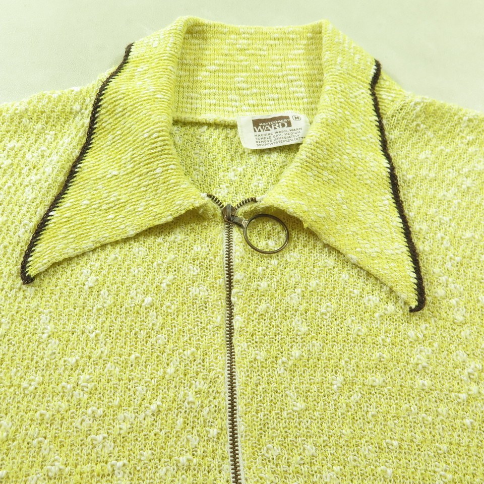 Vintage 70s Montgomery Ward Shirt Mens M Yellow 50/50 Knit | The