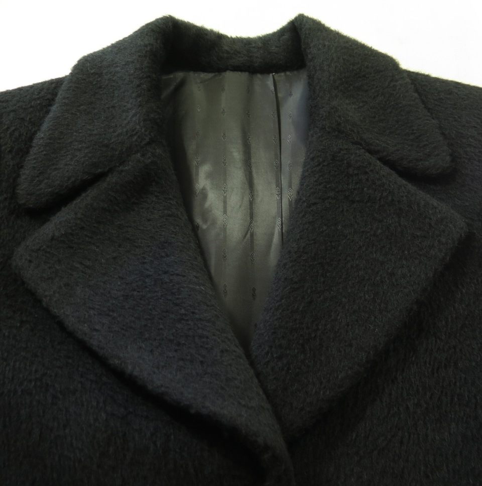 Vintage 70s Wool Overcoat Womens M Black Soft Long Coat | The Clothing ...