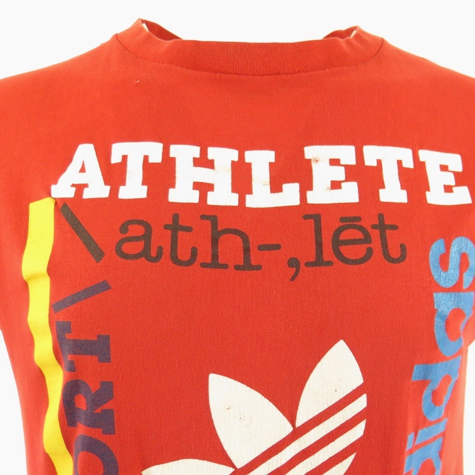ledematen Schepsel Voorspellen Vintage 80s Adidas Trefoil T-Shirt Mens L Red Athlete USA Made 50/50 | The  Clothing Vault