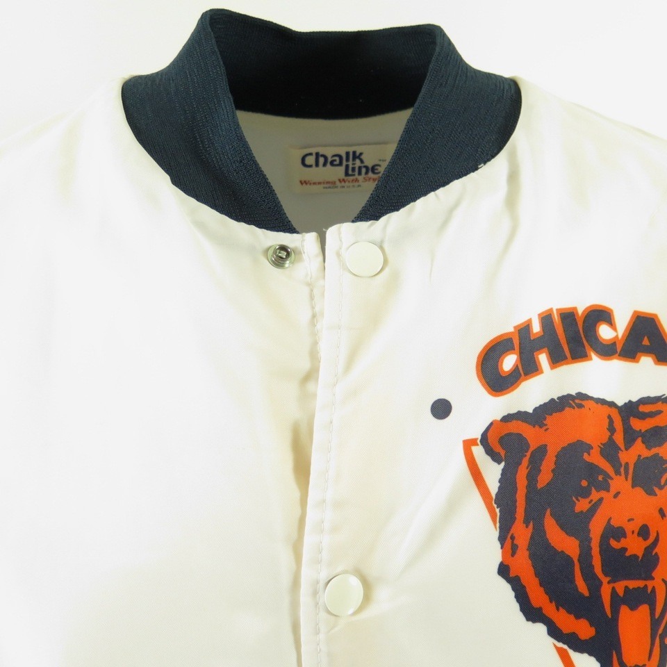 Vintage 80s Chicago Bears NFL Satin Jacket Coat Chalkline 