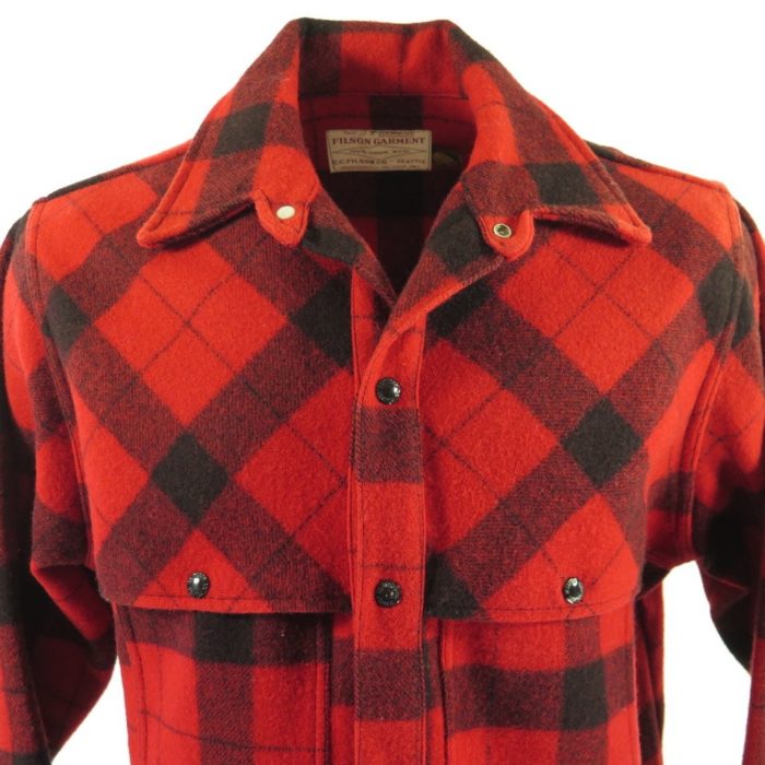 Vintage 80s Filson Wool Cape Shirt Jacket Mens 44 Mackinaw Buffalo