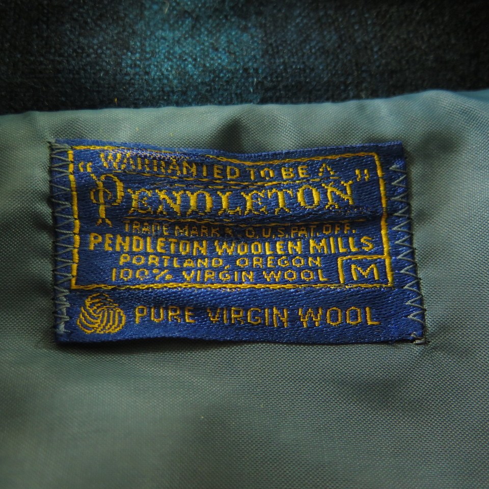 Vintage 60s Pendleton Shadow Plaid Wool Jacket Mens M USA Made Leather ...