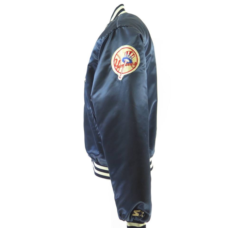 Vintage 80s New York Yankees Starter Jacket Mens L MLB Baseball Satin Blue  USA