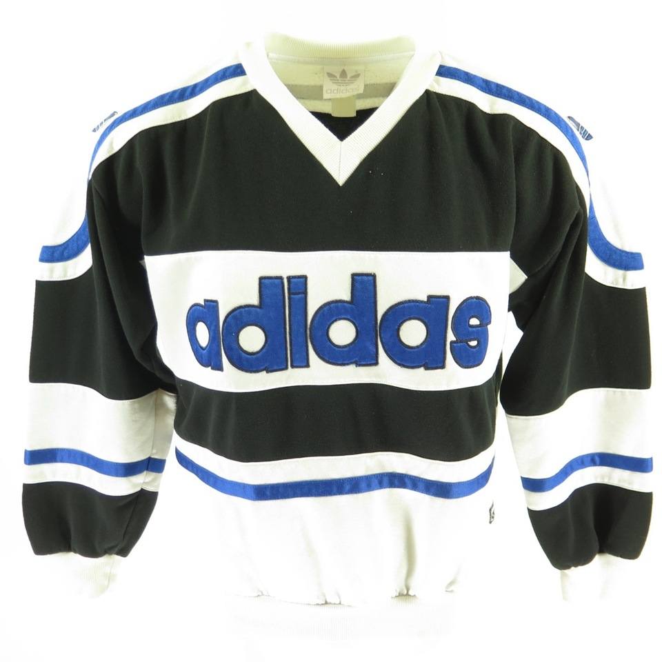 Perceptie Interpretatie vermomming Vintage 90s Adidas Run DMC Sweatshirt Mens L Hip Hop Striped Trefoils | The  Clothing Vault