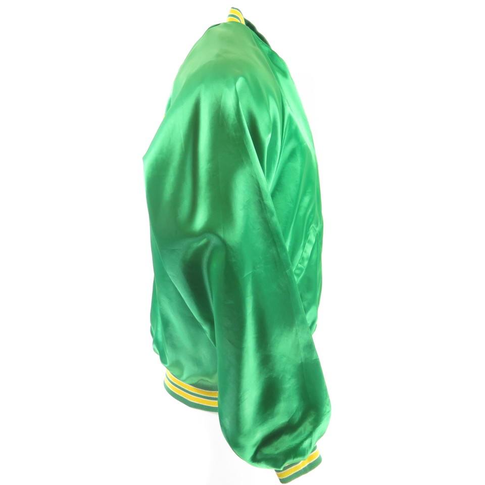 Vintage 90s Basketball Jinks Jacket Large 1991 Green Nylon Satin