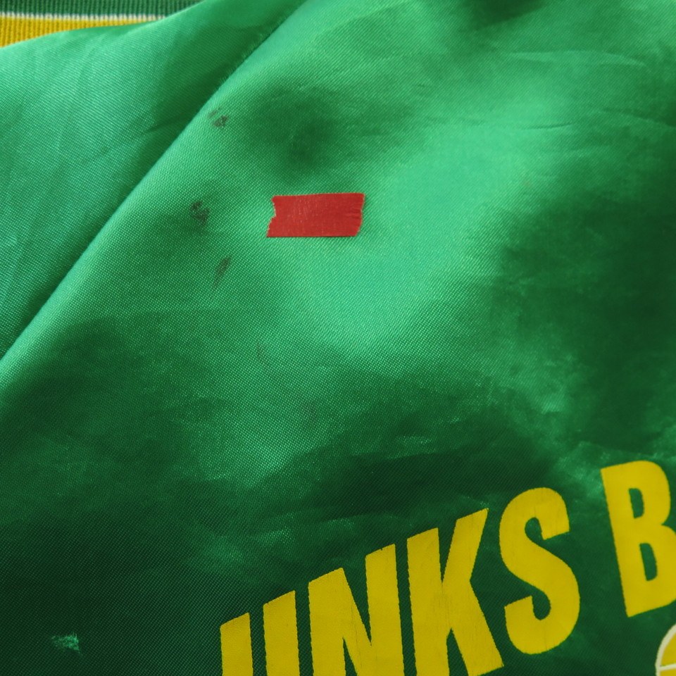 Vintage 90s Basketball Jinks Jacket Large 1991 Green Nylon Satin