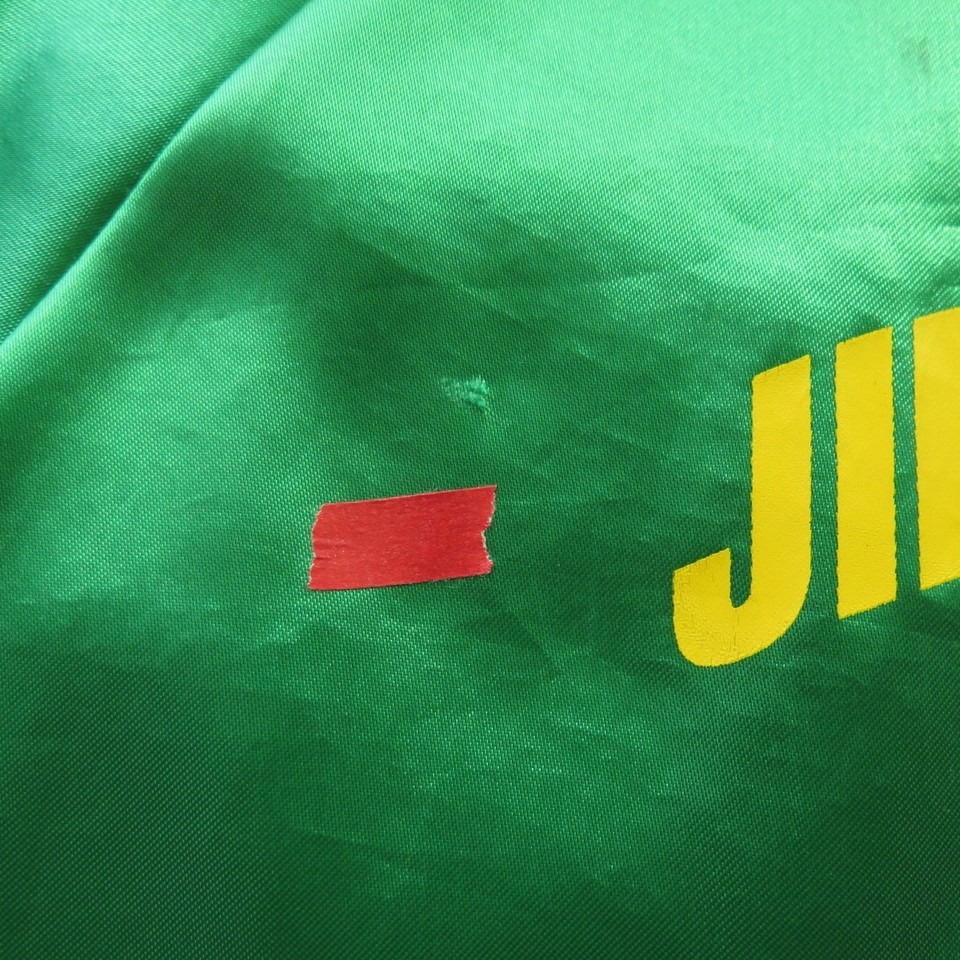 Vintage 90s Basketball Jinks Jacket Large 1991 Green Nylon Satin