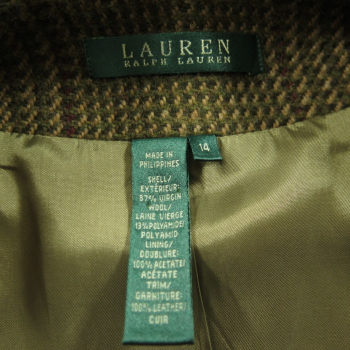Vintage 90s Lauren Ralph Lauren Equestrian Blazer Womens 14 Deadstock Tweed