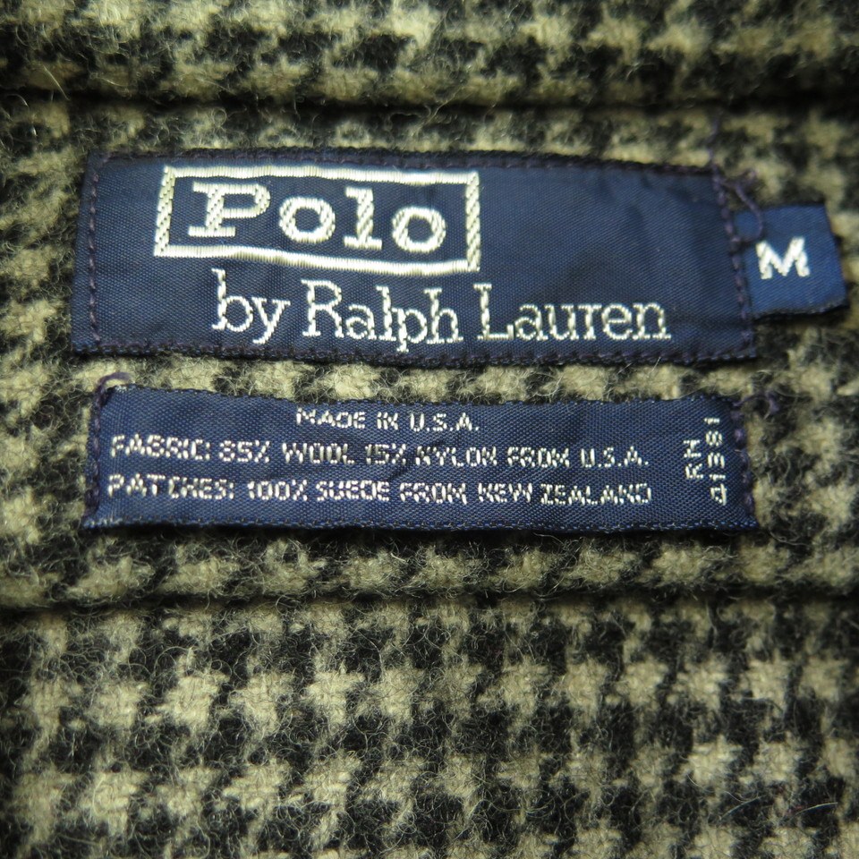 Vintage 90s Polo Ralph Lauren Shirt Jacket Mens M Houndstooth USA