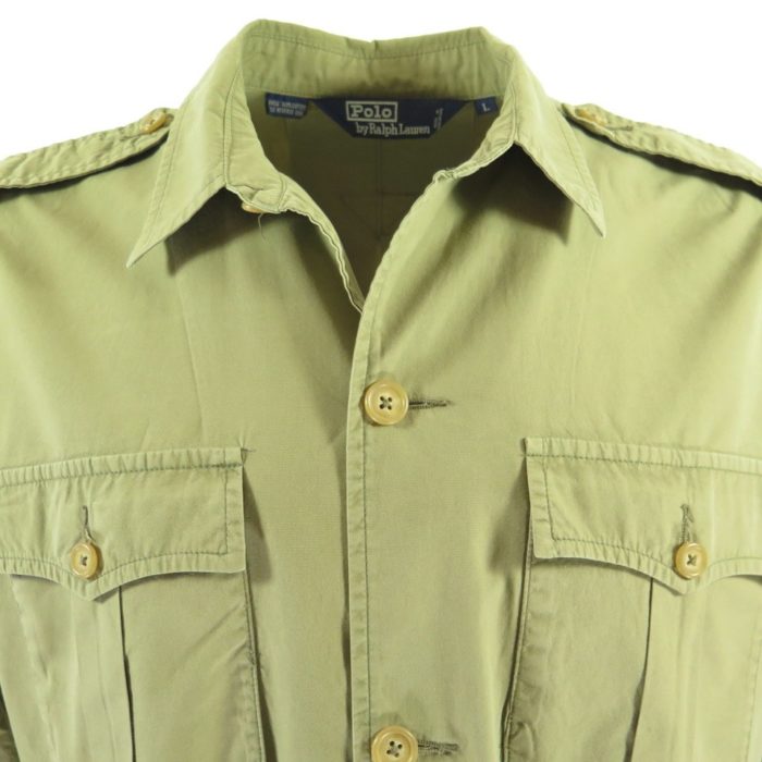 Vintage 90s Polo Safari Field Shirt Mens L Ralph Lauren Olive Drab