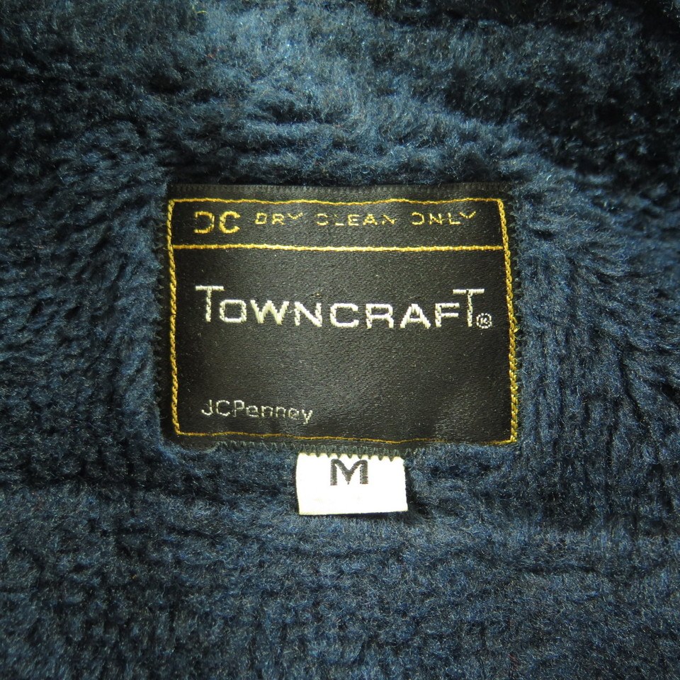 Vintage s Western Plaid Coat Men M Towncraft Wool Big Collar