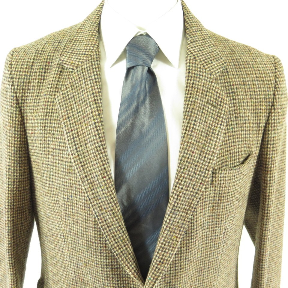 Vintage 80s Harris Tweed Wool Sport Coat Jacket 44 Long England
