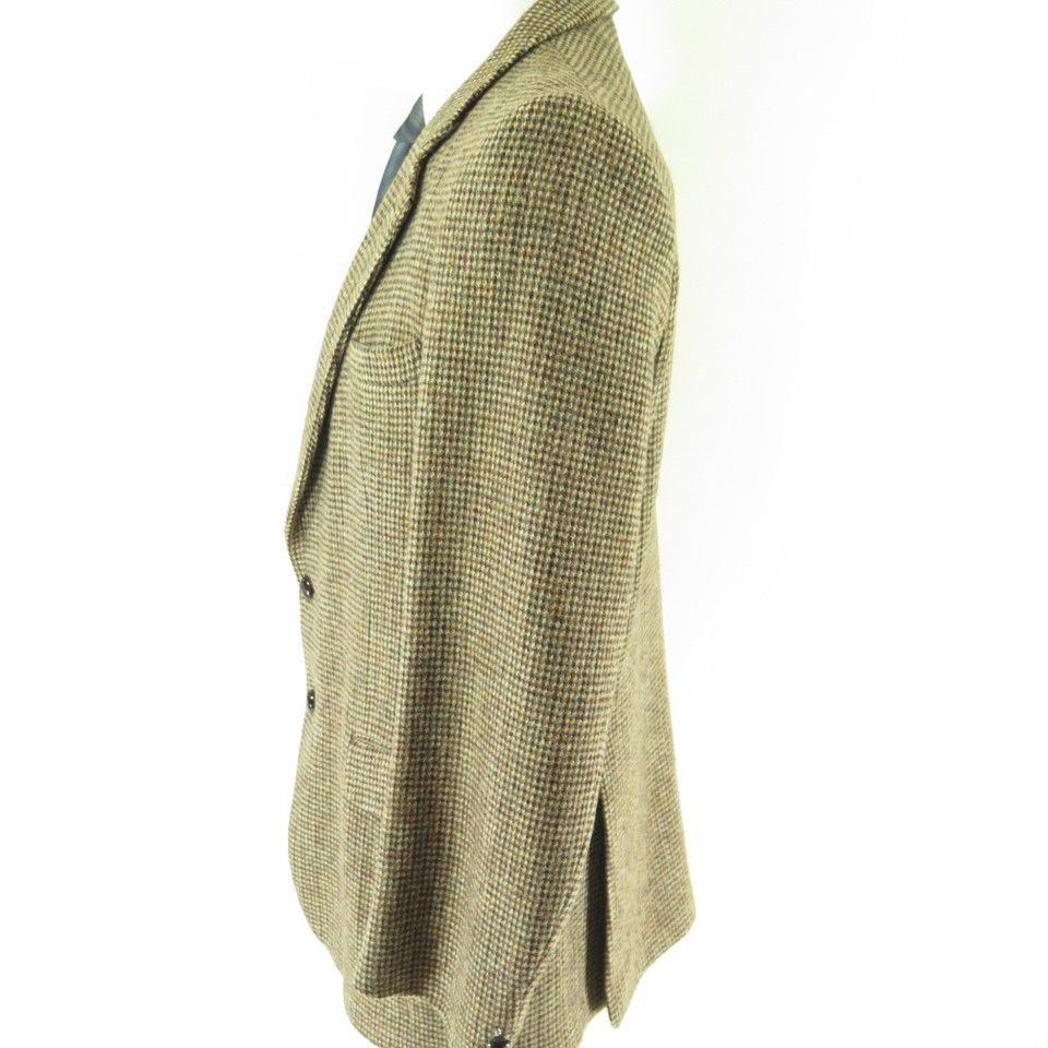 Vintage 80s Harris Tweed Wool Sport Coat Jacket 44 Long England