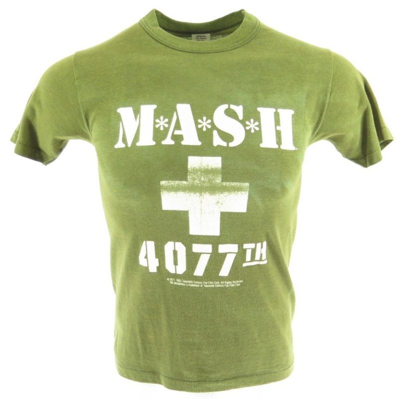Vintage 80s MASH Fox Film Mens T-shirt M 20th Century 50/50 Olive Green ...
