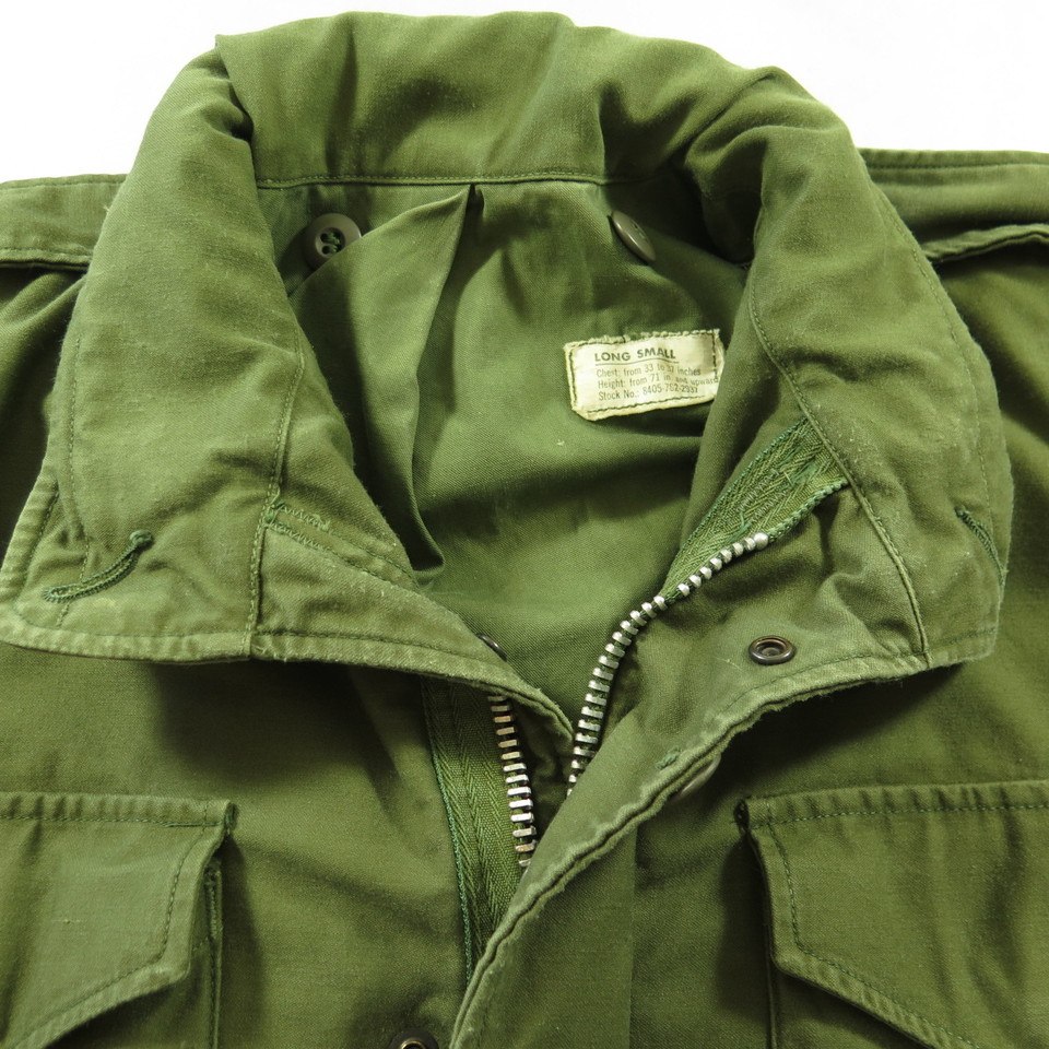 Vintage 70s M-65 Field Jacket S Long OG-107 Cotton Sateen USA Military ...