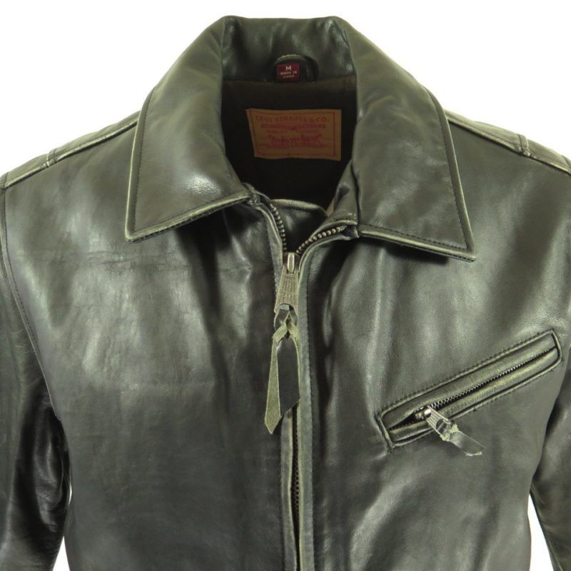Levis Strauss Biker Leather Jacket Mens M New Motorcycle Black Rebel ...