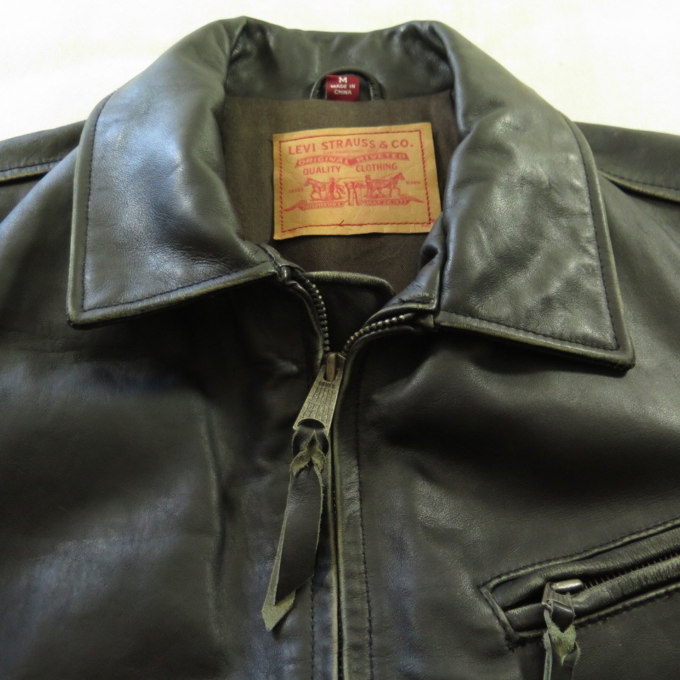 Levis Strauss Biker Leather Jacket Mens M New Motorcycle Black Rebel | The  Clothing Vault