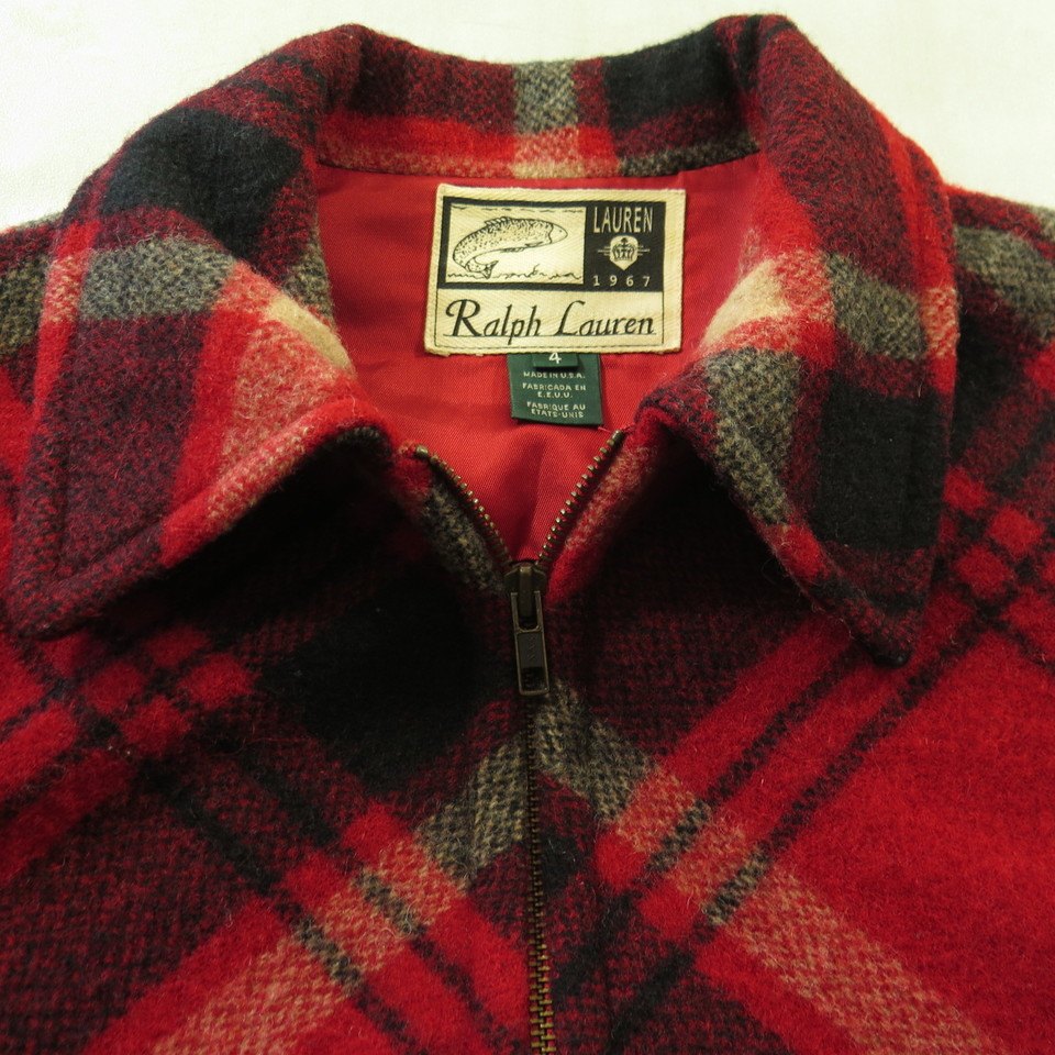 Vintage 90s Ralph Lauren Hunting Jacket Womens 4 USA Made Plaid D