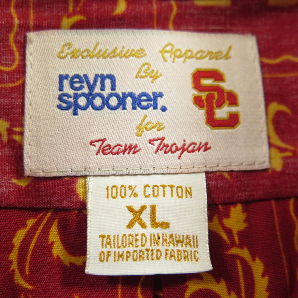 Reyn Spooner Hawaiian Shirt Mens XL Southern California Trojans University