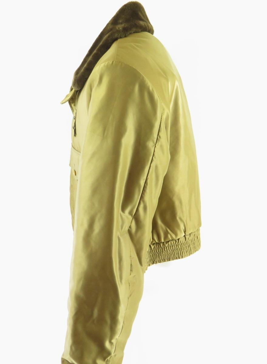 Vintage 60s Butwin Satin Jacket Mens 44 Brown Quilted Liner