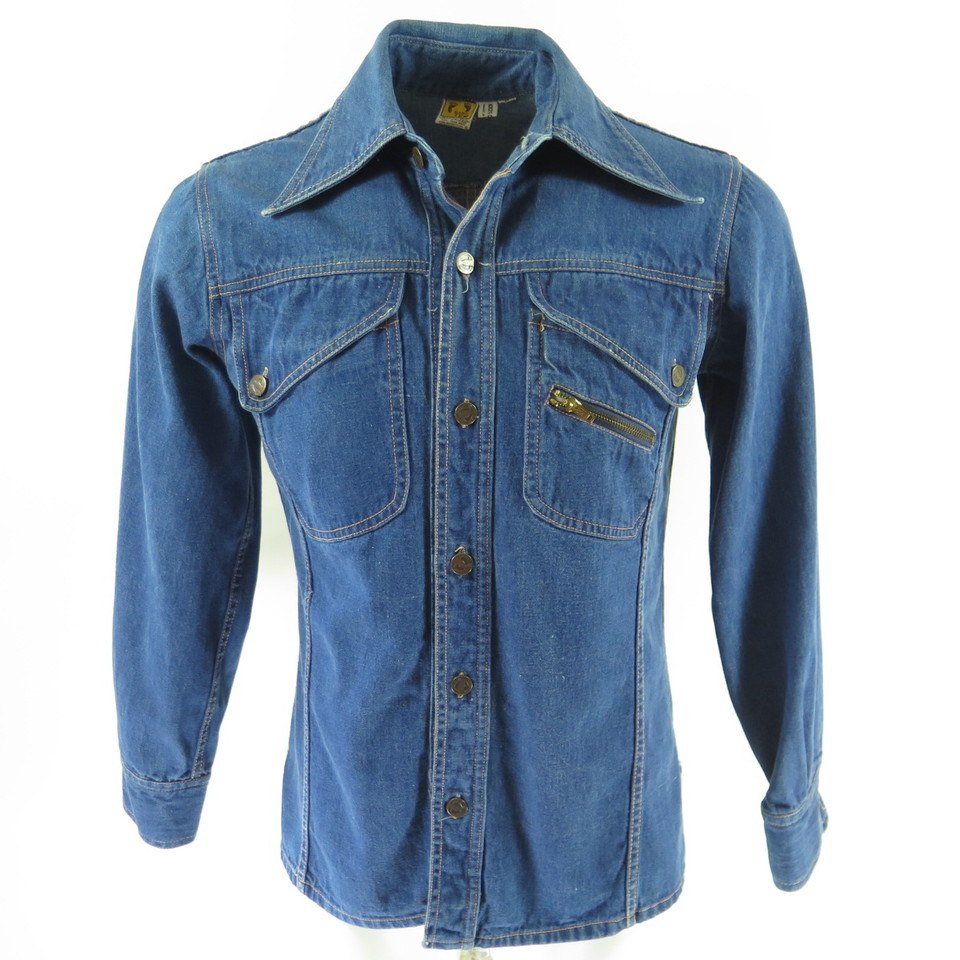 Vintage 70s Hang Ten Denim Shirt Mens M Blue Sanforized | The Clothing ...