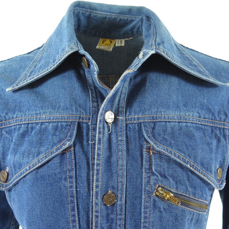 Vintage 70s Hang Ten Denim Shirt Mens M Blue Sanforized | The Clothing Vault