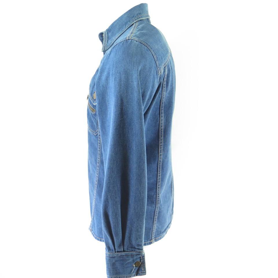 Vintage 70s Hang Ten Denim Shirt Mens M Blue Sanforized | The