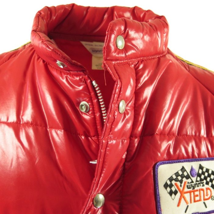 Vintage 70s Wynns Racing Jacket Mens L Deadstock Red Wet Look USA 