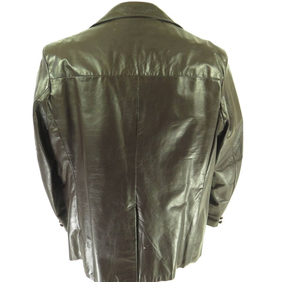 Vintage 70s Fidelity Leather Jacket Sport Coat Cut Mens 50 USA 2 Button ...