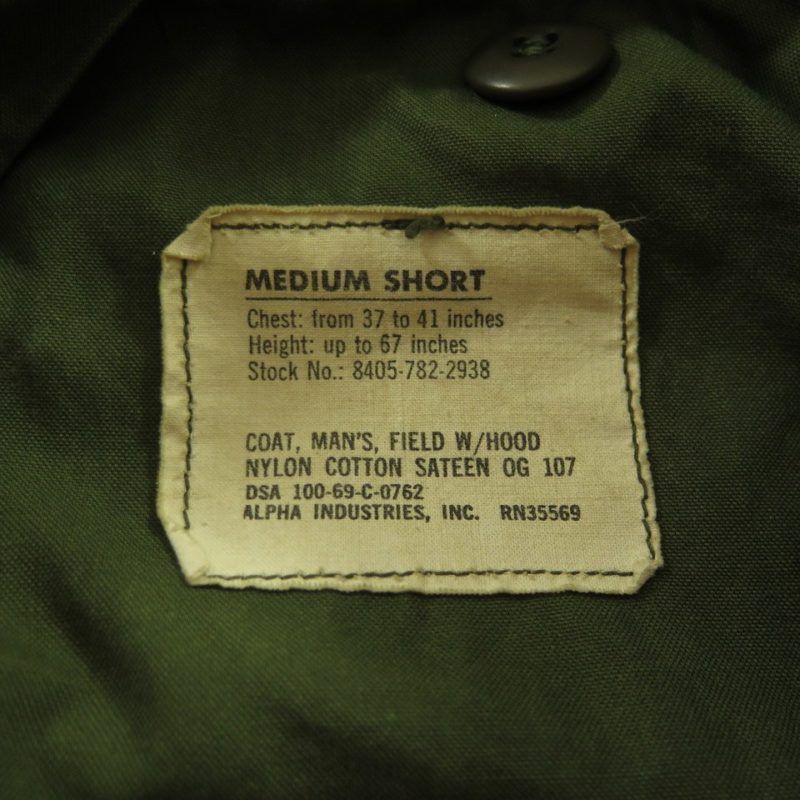 Vintage 60s Alpha Industries M-65 Field Jacket M Short Military OG-107 ...