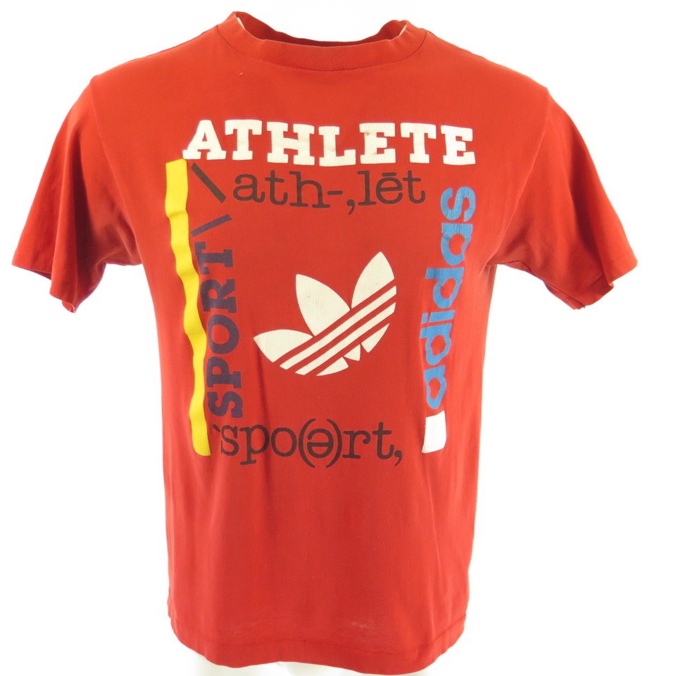 Vintage Trefoil T-Shirt Mens L Red Athlete Made 50/50 | The Clothing Vault