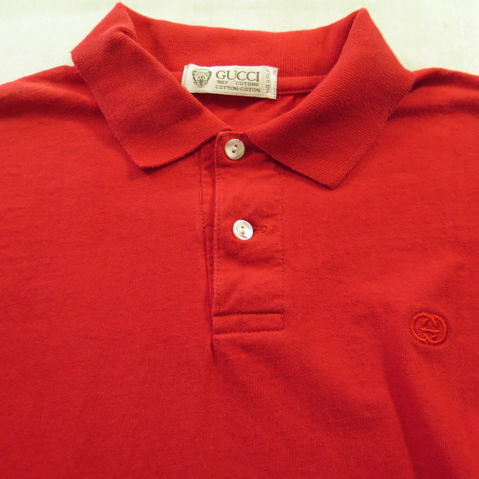 Vintage 80s Gucci Golf Polo Shirt Mens L Italy made Red | The Clothing ...
