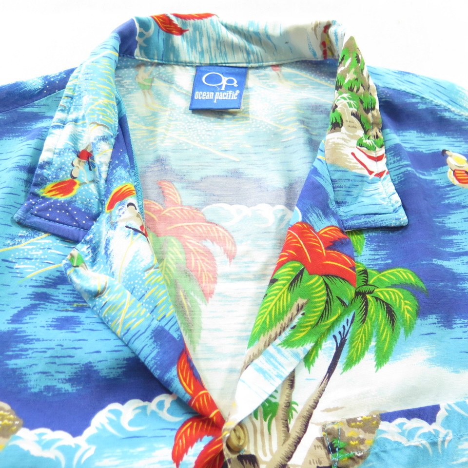 Vintage 80s Ocean Pacific Hawaiian Shirt Mens S Island Beach